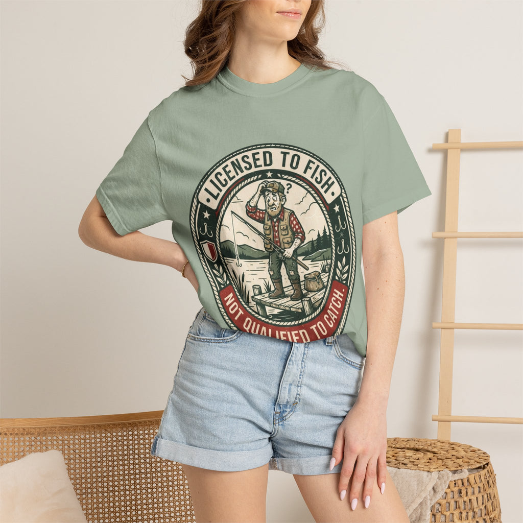 Licensed to Fish. Not Qualified to Catch. Funny Fishing T-Shirt