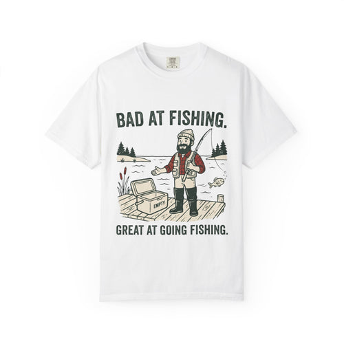 Bad at Fishing. Great at Going Fishing. Funny Fishing T-Shirt