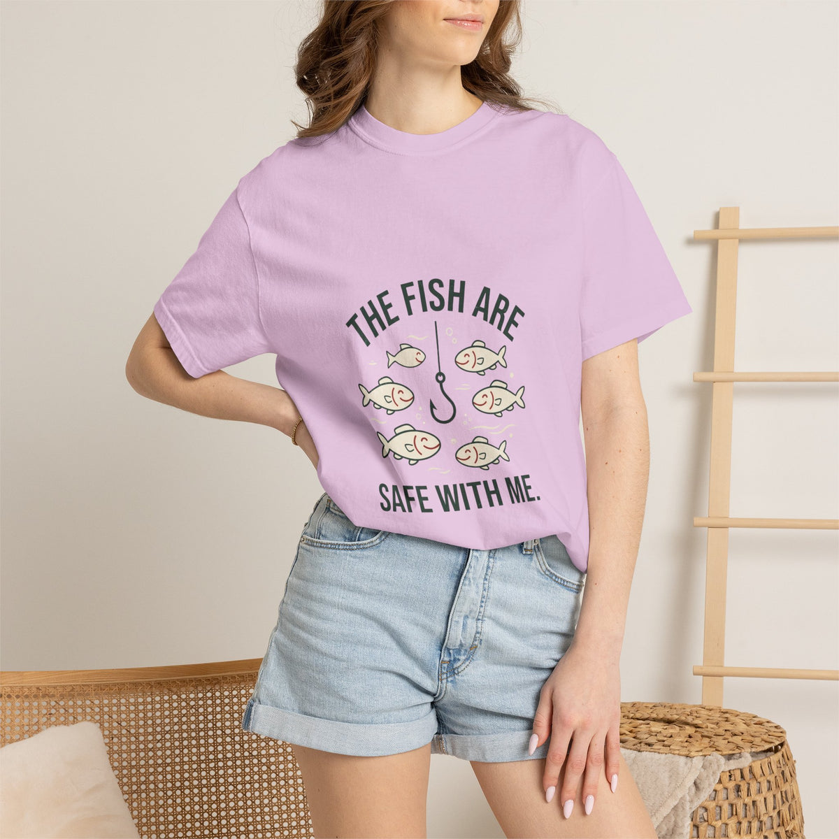 The Fish Are Safe With Me Funny Fishing T-Shirt