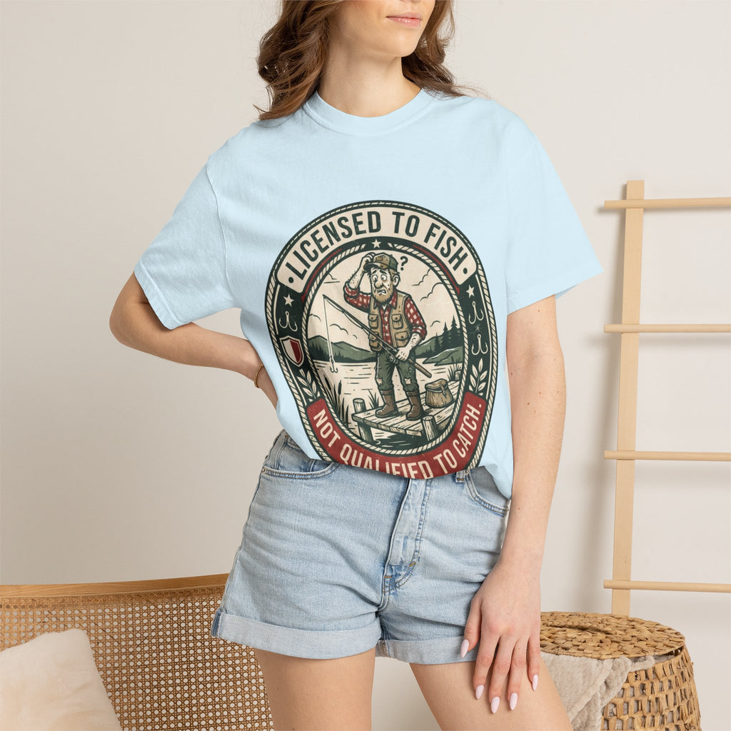 Licensed to Fish. Not Qualified to Catch. Funny Fishing T-Shirt