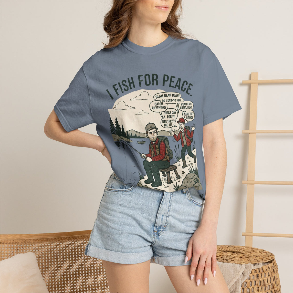 I Fish for Peace. People Keep Finding Me. Funny Fishing T-Shirt