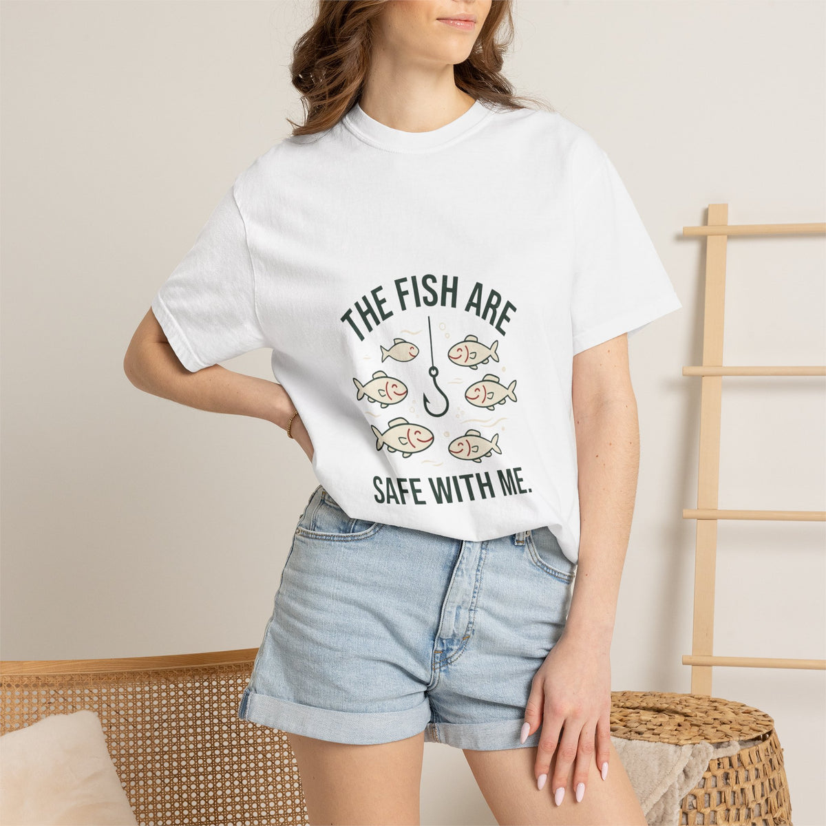 The Fish Are Safe With Me Funny Fishing T-Shirt