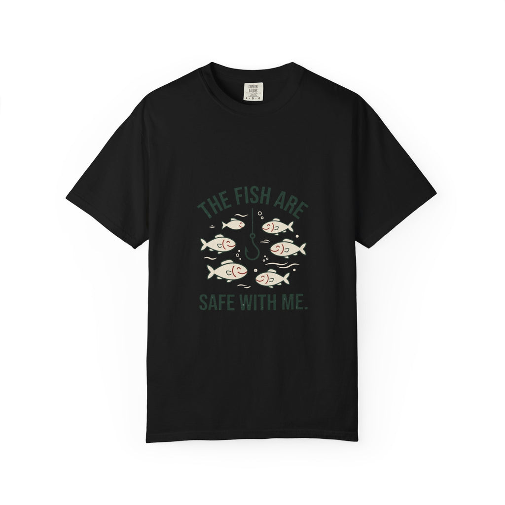 The Fish Are Safe With Me Funny Fishing T-Shirt