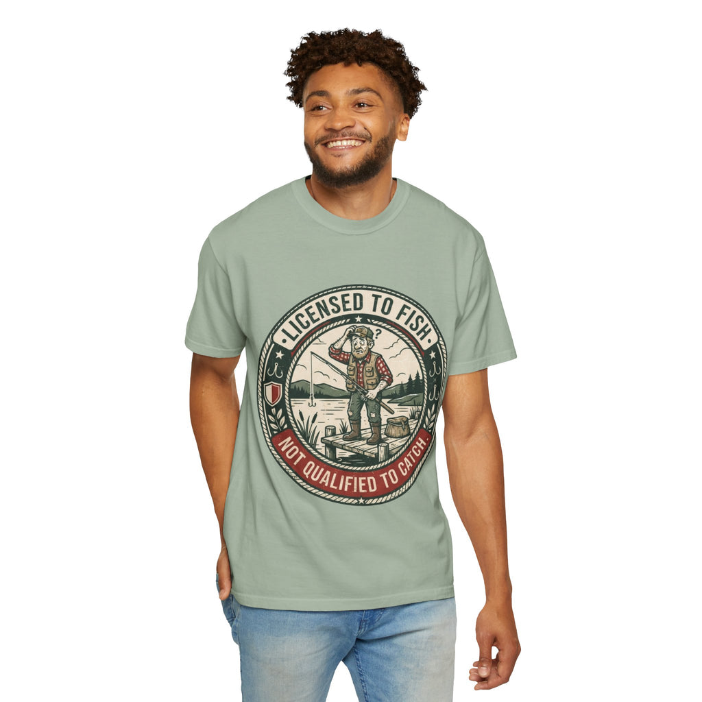 Licensed to Fish. Not Qualified to Catch. Funny Fishing T-Shirt