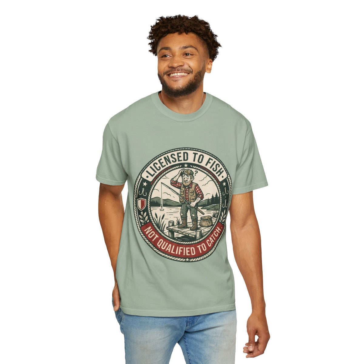 Licensed to Fish. Not Qualified to Catch. Funny Fishing T-Shirt